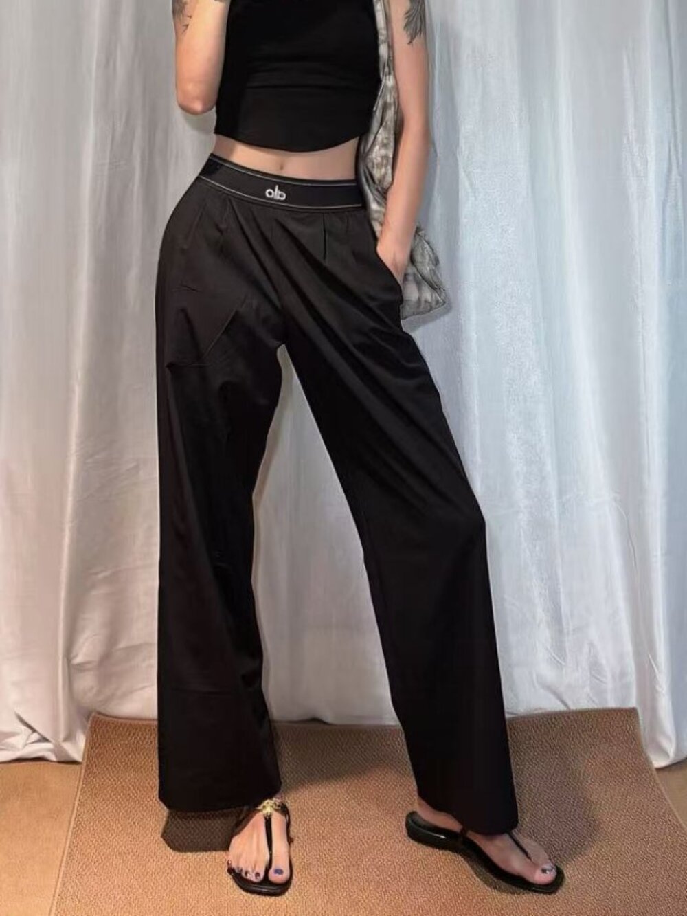 ALO Yoga Black Suit Up Trouser🔥 Chic Wide Leg Work Pants | Regular NWT🎄